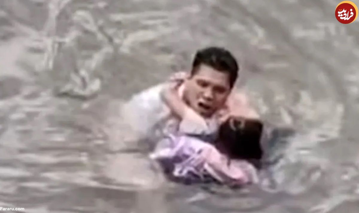 (ویدئو) نجات دختربچه درحال غرق شدن از رودخانه خروشان