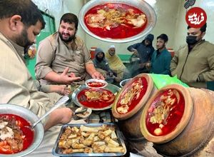 (ویدئو) غذای خیابانی در پاکستان؛ پخت و سرو 200 کیلو سیری پای(کله پاچه)