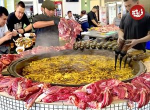ببینید؛ غذای خیابانی در ازبکستان؛ پخت 1000 کیلوگرم سمرقند پلو با گوشت؛ غذای محبوب ازبک ها در تاشکند
