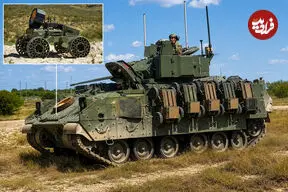 تصاویر| ارتش آمریکا نفربر زرهی M2A4 Bradley را به ربات‌های زمینی FireAnt مجهز کرد
