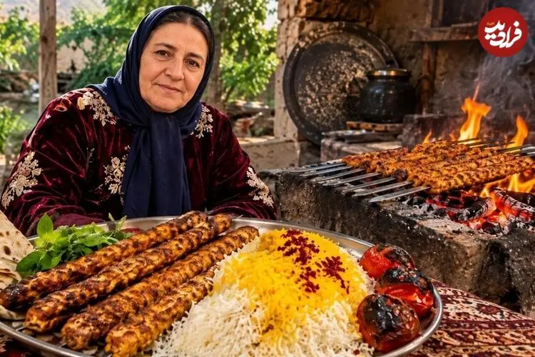 ببینید| غذای روستایی در ایران؛ مراحل دیدنی تهیه کباب کوبیده مرغ روی آتش