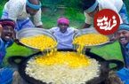 ببینید؛ غذای روستایی در هند؛ پخت املت اسپانیایی غول پیکر با سیب زمینی و تخم مرغ