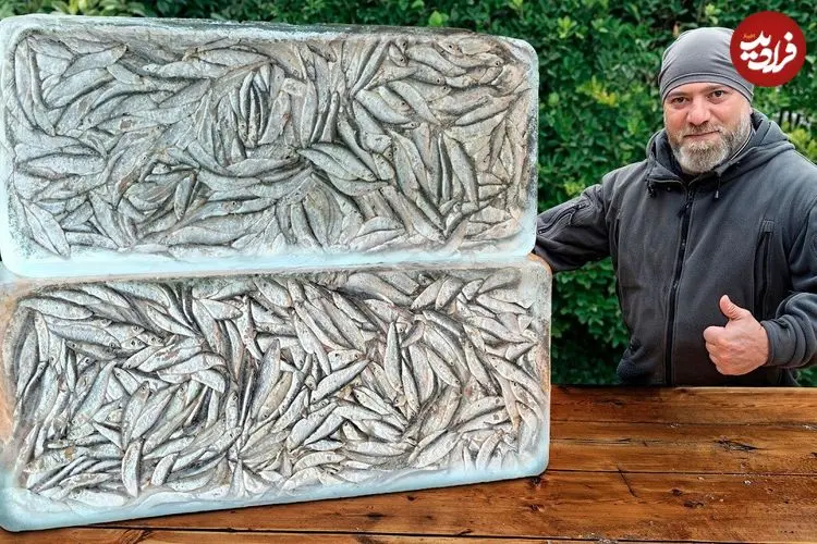 ببینید| غذای روستایی در آذربایجان؛ پخت یک غذای متفاوت با شاه ماهی یخ زده