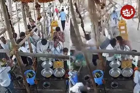ببینید| لحظه ریزش سقف معبد درحال ساخت روی سر مردم