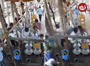 ببینید| لحظه ریزش سقف معبد درحال ساخت روی سر مردم