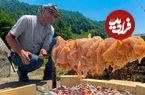 ببینید؛ غذای روستایی در آذربایجان؛ تهیه دونر کباب مرغ در طبیعت