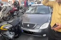 ببینید؛ تصادف وحشتناک موتور سنگین با تیبا در بابل