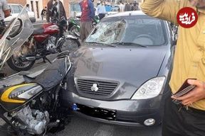 ببینید؛ تصادف وحشتناک موتور سنگین با تیبا در بابل