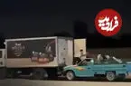 ببینید| سارقان با وانت بار کامیون در حال حرکت را خالی کردند