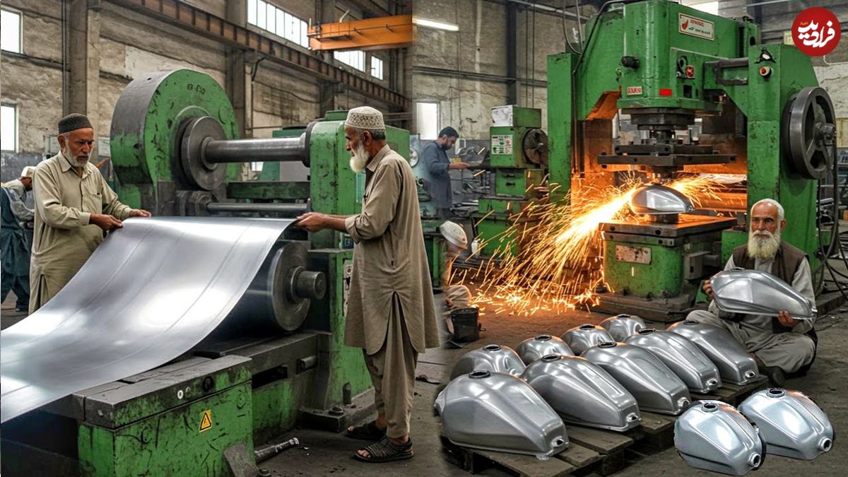 ببینید؛ نگاهی به مراحل تولید انبوه باک سوخت موتورسیکلت در کارگاهی در پاکستان
