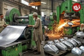ببینید؛ نگاهی به مراحل تولید انبوه باک سوخت موتور‌سیکلت در کارگاهی در پاکستان