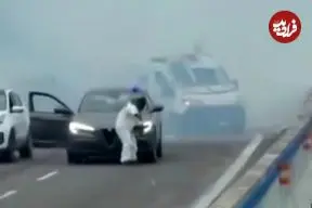 ببینید| حمله به خودروی حمل پول در جاده!  تصاویری از لحظه تیراندازی