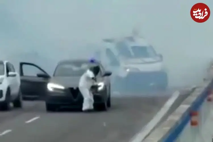 ببینید| حمله به خودروی حمل پول در جاده!  تصاویری از لحظه تیراندازی