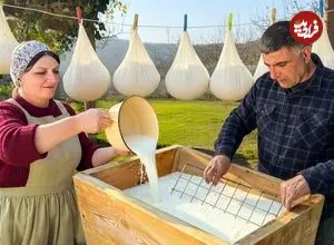 ببینید| غذای روستایی در آذربایجان؛ تهیه پنیر و کره سنتی با شیر تازه گاو در روستا