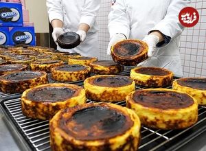 ببینید؛ غذای خیابانی در کره؛ پخت چیز کیک اسپانیایی در سئول