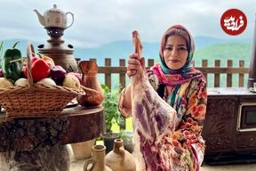 ببینید؛ غذای روستایی در ایران؛ پخت خورشت و کباب با گوشت بره در روستایی سرسبز
