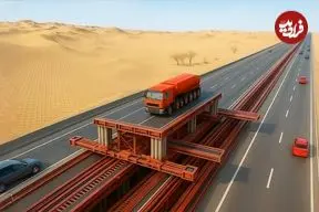 ببینید| چگونه چینی ها در بیابان 500 کیلومتر بزرگراه ساختند؟