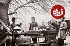 عکس| سفر زمان؛ تصویری از مردان قاجاری در حال چای خوردن در زیر سایبان