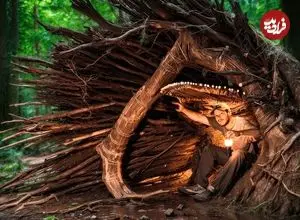 ببینید| ساخت یک پناهگاه مخفی داخل یک تنه درخت بزرگ در جنگل های آلمان