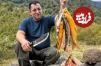 ببینید؛ غذای روستایی در آذربایجان؛ پخت ماهی قزل آلا در کوهستان