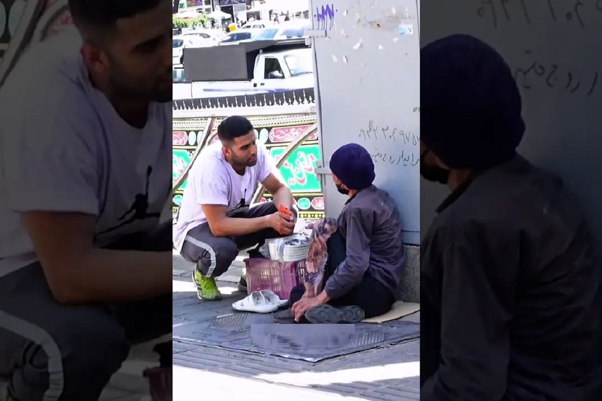 (ویدئو) دوربین مخفی ایرانی؛ واکنش تکان‌دهنده پیرمرد فقیر به جوانی که ساندویچ اش را می خواهد