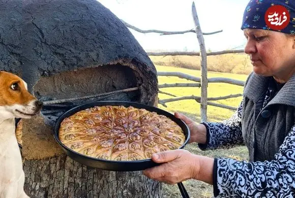 ببینید| غذای روستایی در آذربایجان؛ پخت باقلوا اصیل گردویی