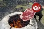 ببینید| غذای روستایی در آذربایجان؛ کباب ران گاو 20 کیلوگرمی در تنور زیر زمینی