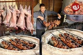 ببینید؛ غذای خیابانی در ازبکستان؛ کباب کردن گوشت گوسفند به روش متفاوت تاشکندی ها