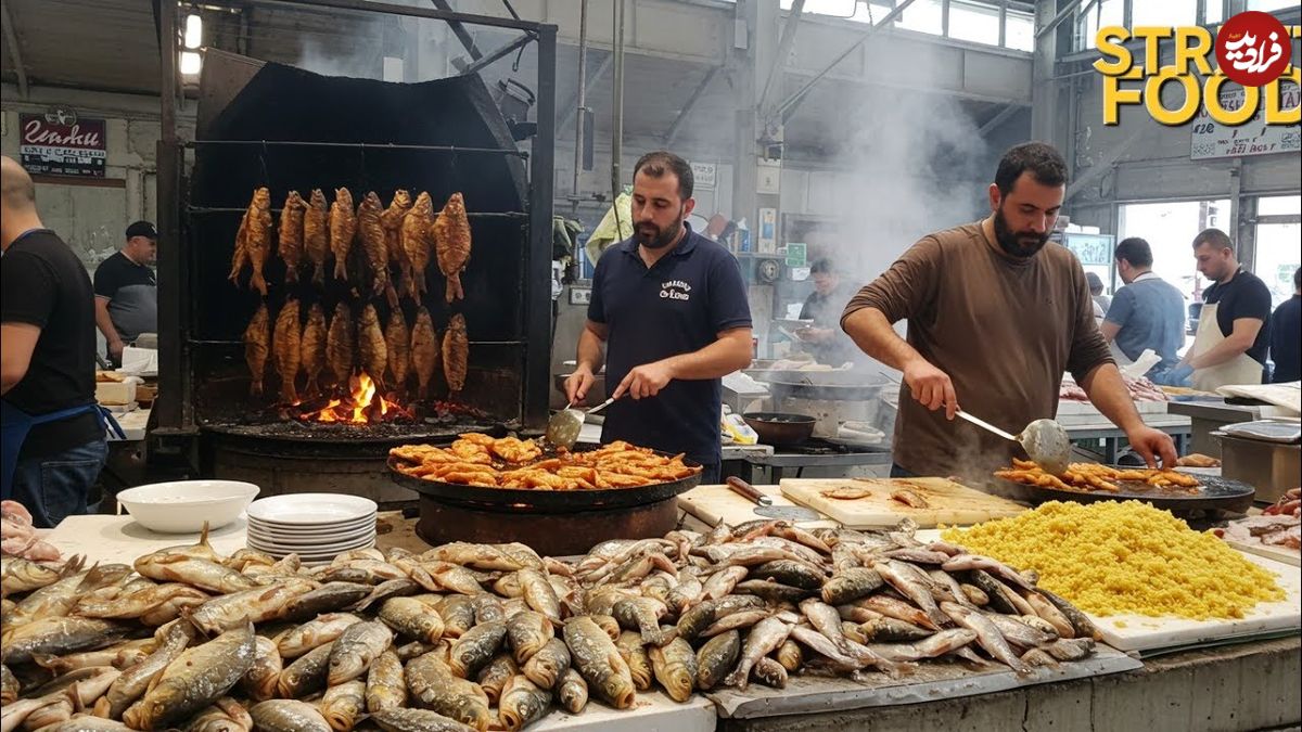ببینید؛ غذای خیابانی در عراق؛ کباب ماهی مسگوف محبوب عراقی ها در موصل