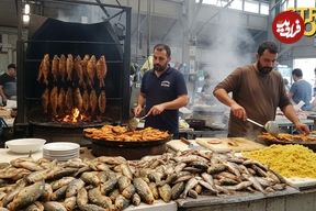 ببینید؛ غذای خیابانی در عراق؛ کباب ماهی مسگوف محبوب عراقی ها در موصل