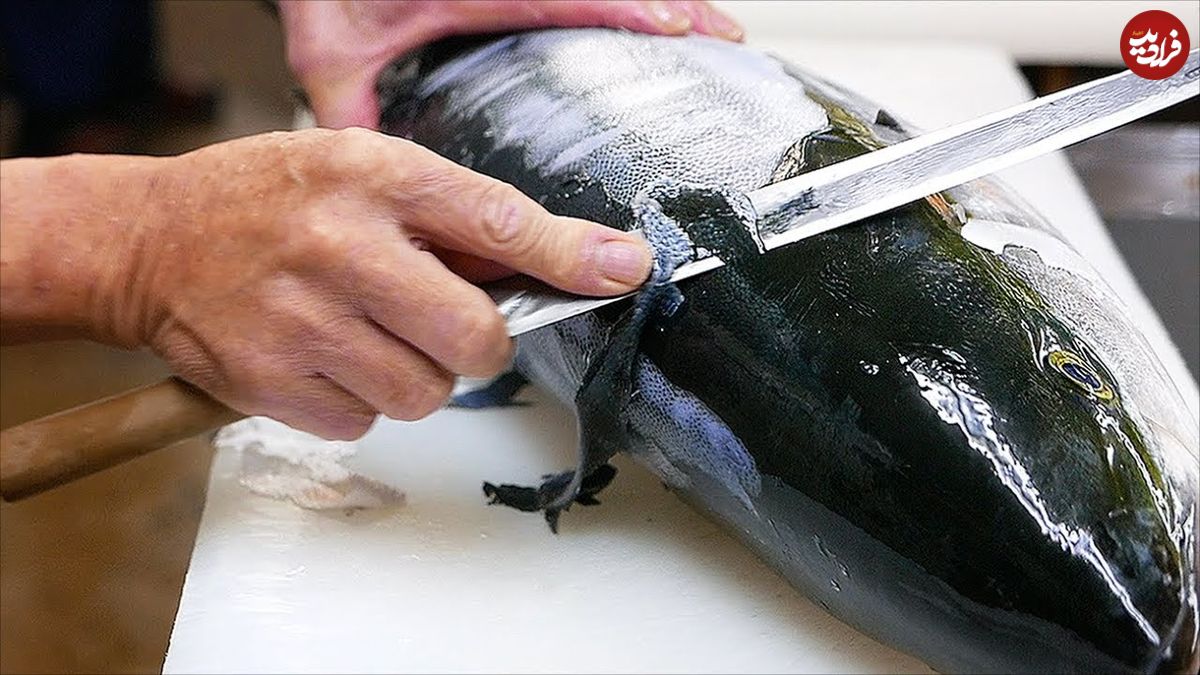 ببینید؛ غذای خیابانی در ژاپن؛ برش ماهی دم زرد و تهیه ساشیمی و خوراک در کانازاوا