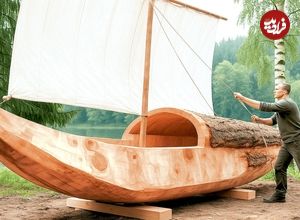ببینید| مراحل دیدنی ساخت یک قایق بادبانی با تنه بزرگ درخت در استرالیا