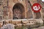 عکس؛ سفر در زمان؛ تاکسی کرمانشاه، طاق بستان، سال ۱۳۳۷ 