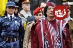 عکس| سفر به تاریخ؛ «معمر قذافی» به همراه «دختران بادیگارد» در حال پیاده شدن از هواپیما