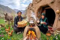 ببینید| غذای روستایی در افغانستان؛ پخت نان سنتی در تنور گِلی و تهیه شیرچای