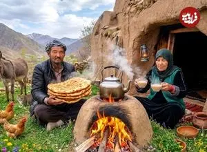 ببینید| غذای روستایی در افغانستان؛ پخت نان سنتی در تنور گِلی و تهیه شیرچای