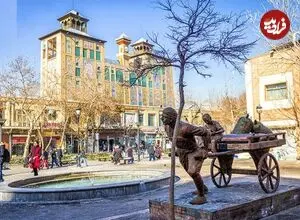 عکس| سفر زمان؛ منظرۀ زیبای خیابان ناصرخسرو در یک روز زمستانی؛ 130 سال قبل