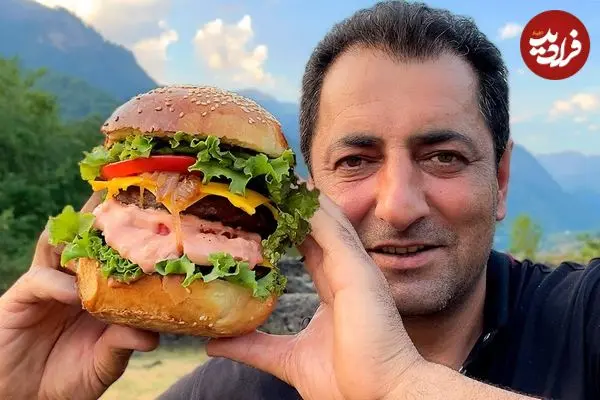ببینید| غذای روستایی در آذربایجان؛ برداشت میوه و تهیه چیزبرگر در طبیعت 