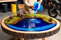 (ویدئو) نمایی نزدیک از مراحل ساخت یک میز چوبی زیبا با تنه درخت
