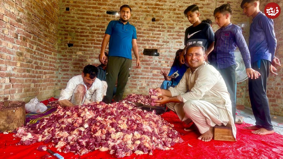 ببینید؛ غذای روستایی در پاکستان؛ پخت خوراک گوشت توسط آشپز ماهر پاکستانی