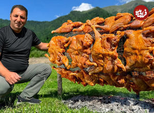 (ویدئو) پخت چلو جوجه کباب آبدار در طبیعت به روش آشپز مشهور آذربایجانی