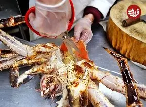 ببینید| غذای خیابانی در آمریکا؛ پخت غذاهای محبوب با شاه خرچنگ آلاسکایی در نیویورک