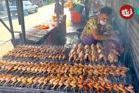 ببینید؛ غذای خیابانی در تایلند؛ مرغ کبابی محبوب در بانکوک