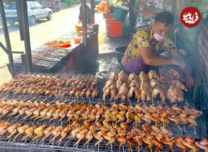ببینید؛ غذای خیابانی در تایلند؛ مرغ کبابی محبوب در بانکوک