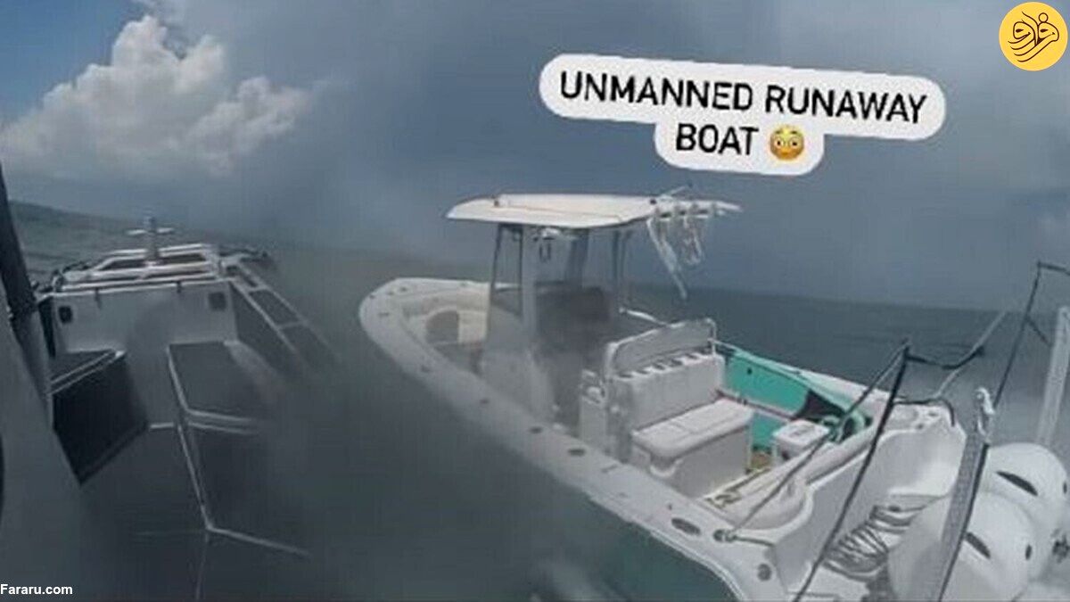 (ویدئو) افسر شجاع قایق پرسرعت بی‌سرنشین را متوقف کرد