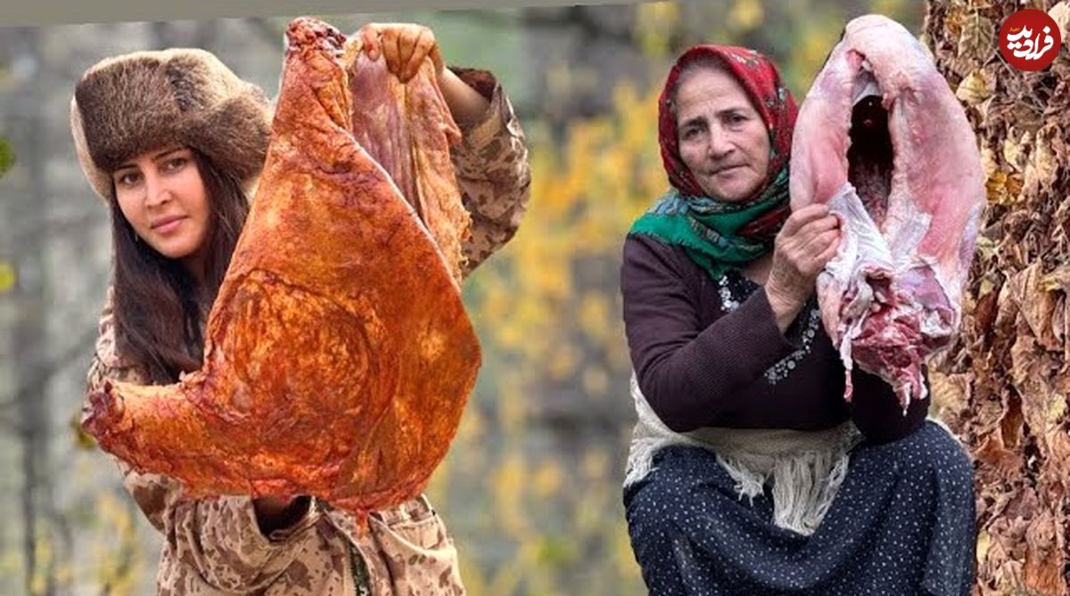 (ویدئو) غذای روستایی در گیلان؛ تهیه بره شکم پر تنوری در طبیعت