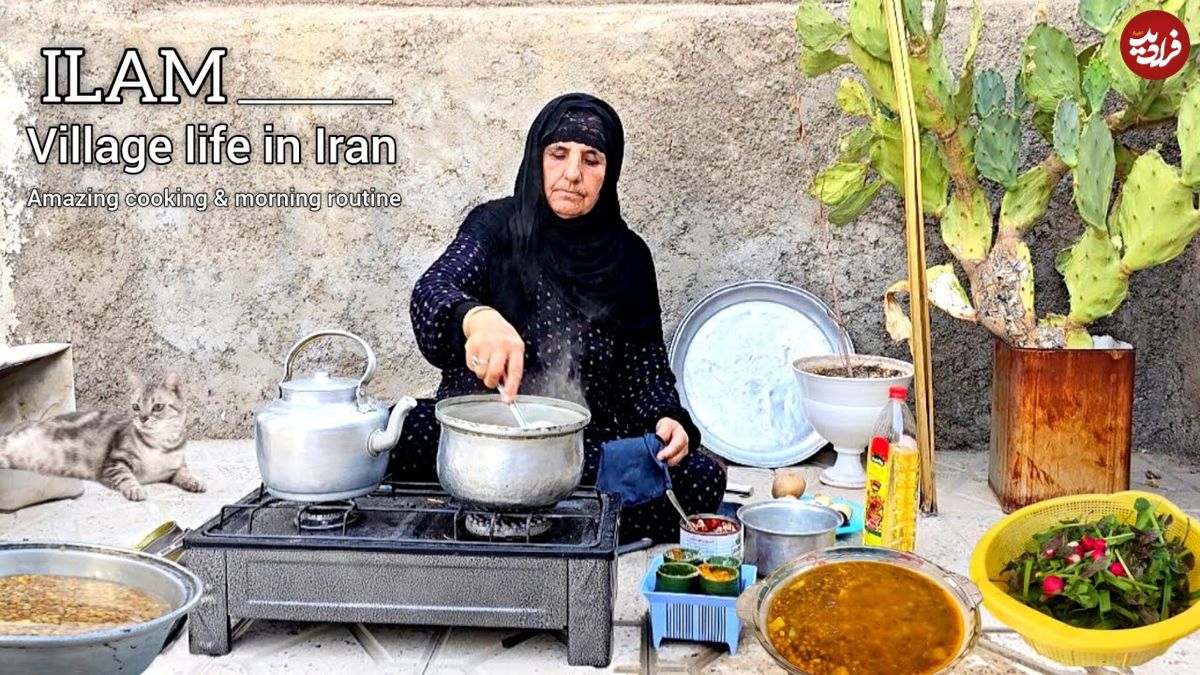 ببینید؛ غذای روستایی در ایلام؛ تهیه عدسی توسط مادربزرگ روستایی