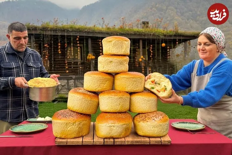 ببینید| غذای روستایی در آذربایجان؛ پخت انواع نان در طبیعت