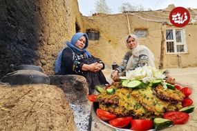 ببینید؛ غذای روستایی در افغانستان؛ پخت کوکوی سبزیجات