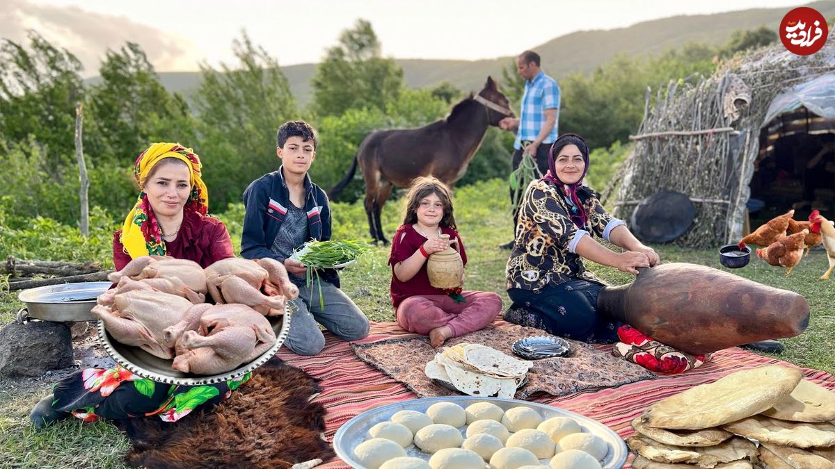 ببینید؛ غذای روستایی در گیلان؛ پخت چلو مرغ محلی روی هیزم